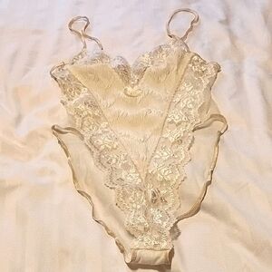 Seductive Wear by Cinema Exile Cream Bodysuit Lingerie, Size: M